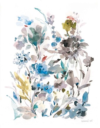 Framed Breezy Florals II Colorful Print