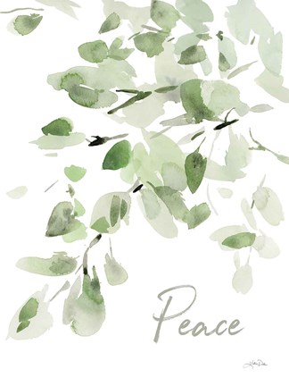 Framed Cascading Branches I Peace Print