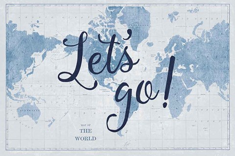 Framed Blueprint World Map Lets Go Print
