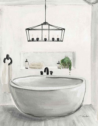 Framed Attic Bathroom II Light Crop Print