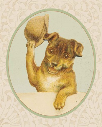 Framed Dog with Hat II Print