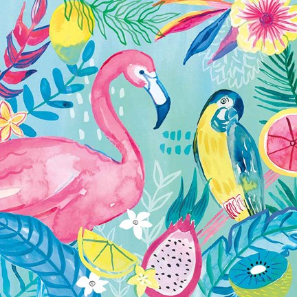 Framed Fruity Flamingos IV Print