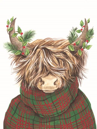 Framed Christmas Highland Cow Print