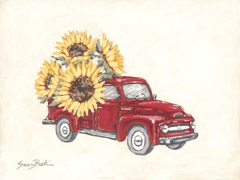 Framed Sunflower Farm Truck Print
