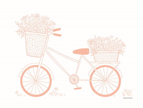 Framed Pink Flower Bike Print