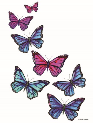 Framed Vibrant Flying Butterflies Print