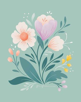 Framed Flower Field I Print