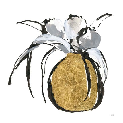 Framed Gilded Vase II Print