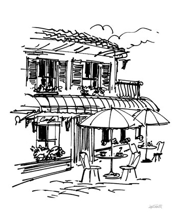 Framed Cafe Sketch I Print