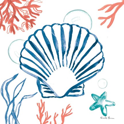 Framed Coastal Jewels III Bright Print