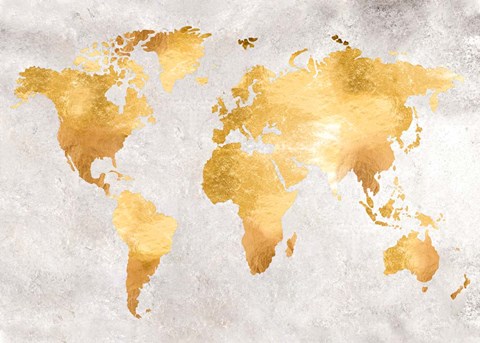 Framed Gold World Print