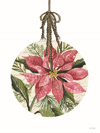 Framed Poinsettia Ornament Print