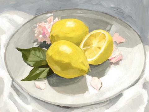 Framed Lemons on a Plate I Print