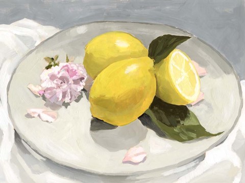 Framed Lemons on a Plate II Print