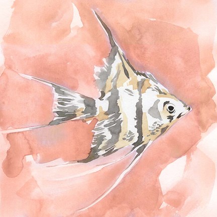 Framed Blush and Ochre Angel Fish I Print