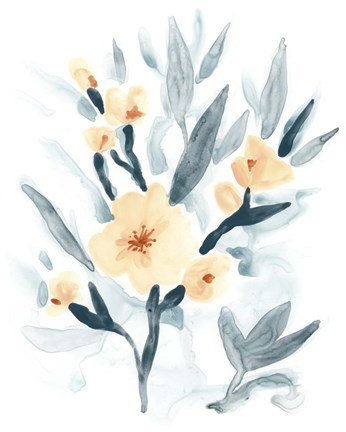 Framed Indigo &amp; Blush Bouquet I Print