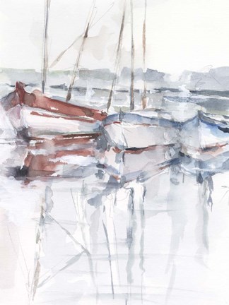 Framed Watercolor Harbor Study II Print