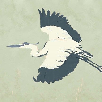 Framed Heron Flying II Print