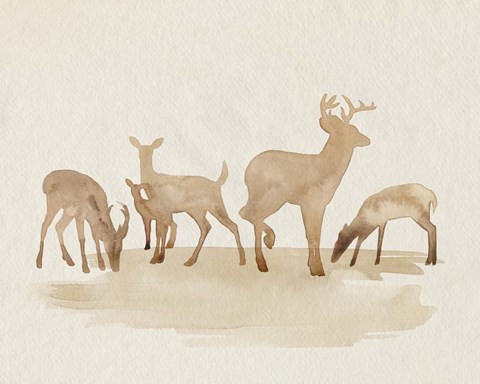Framed Whitetail Herd II Print