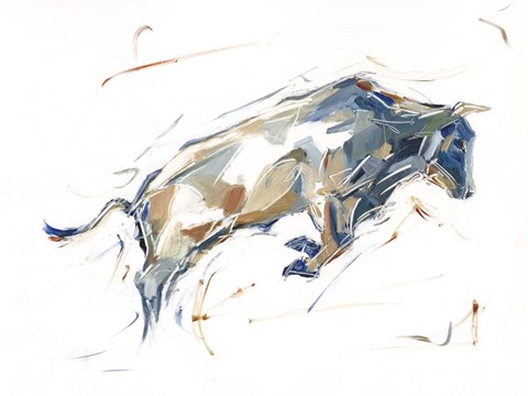 Framed Modern Bull Study I Print