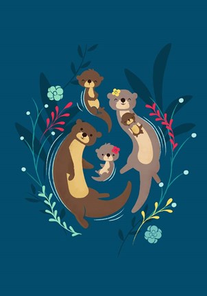 Framed Otter Family Print