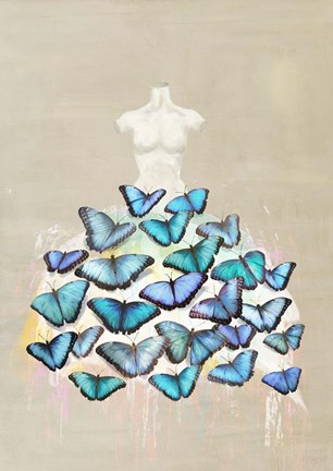 Framed Dress of Butterflies II Print