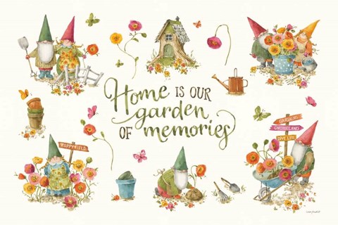 Framed Garden Gnomes I on white Print