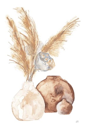 Framed Vase Gray Lotus Pods Print