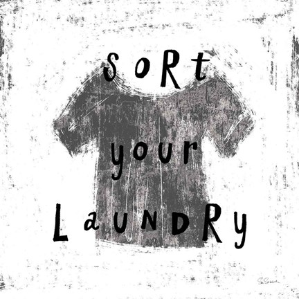 Framed Laundry Rules III BW Print