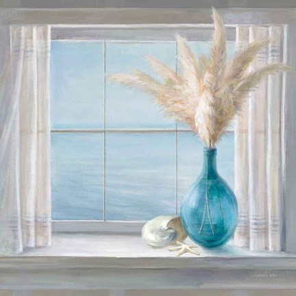 Framed Seaside Cottage View Shell Print