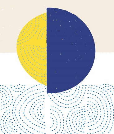 Framed Blue and Yellow Mod Circles I Print