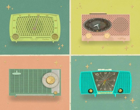 Framed Retro Radios Print