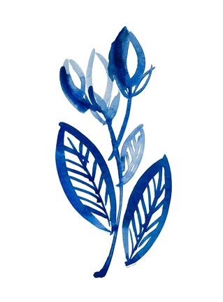 Framed Blue Floral I Print