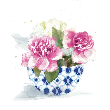 Framed Peonies In A Bowl I Print