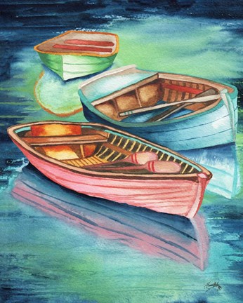 Framed Docked Rowboats II Print