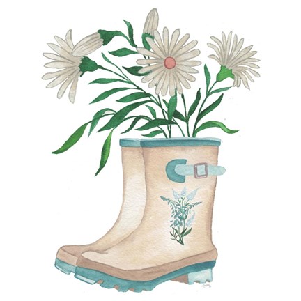 Framed Floral Rain Boots Print