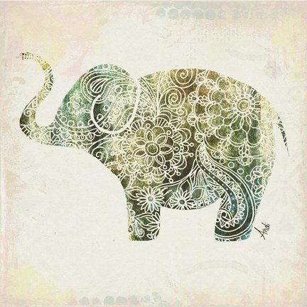 Framed Boho Elephant II Print