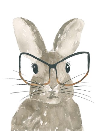 Framed Bunny With Glasses Print