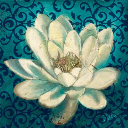 Framed Water Lilly on Teal Print