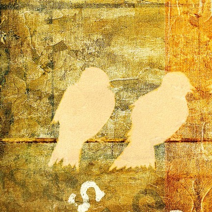 Framed Birds Meeting Orange I Print