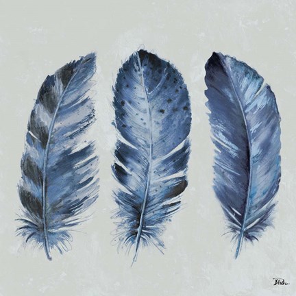 Framed Indigo Feathers II Print