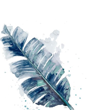 Framed Teal Palm Frond III Print