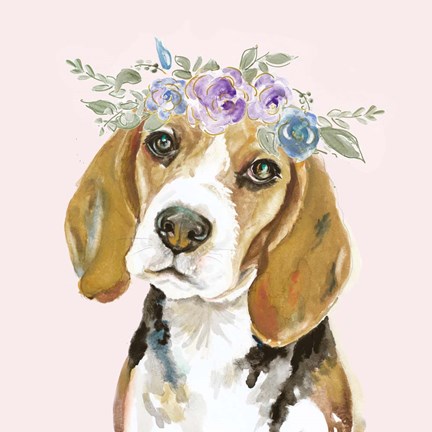 Framed Flower Crown Pet I Print