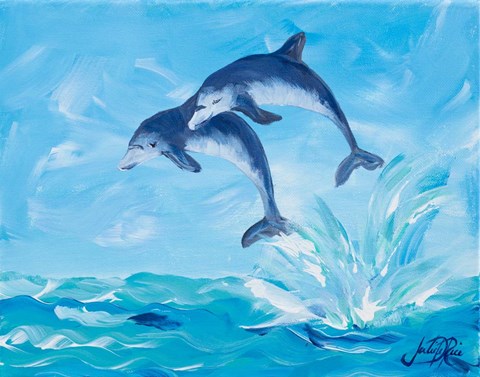 Framed Soaring Dolphins I Print