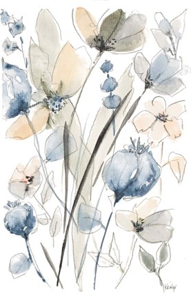 Framed Blue And White Floral II Print