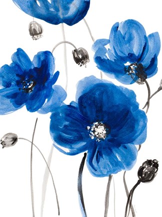 Framed Cobalt Garden I Print