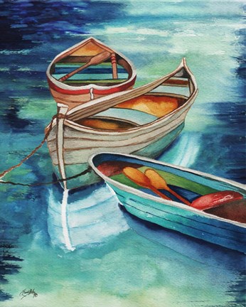 Framed Docked Rowboats I Print