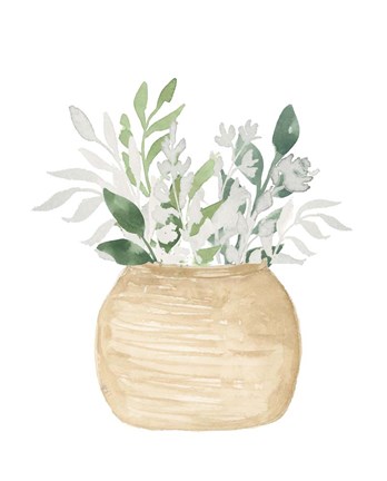 Framed Pot Of White Floral Print