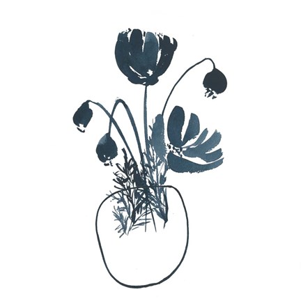 Framed Indigo Floral Study II Print