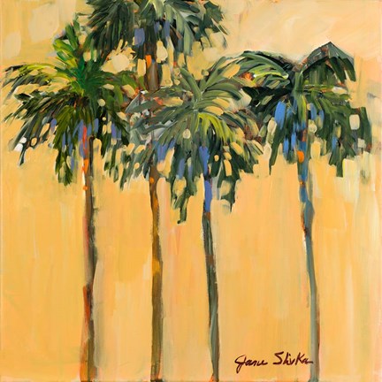 Framed Tropical Palms on Yellow Print